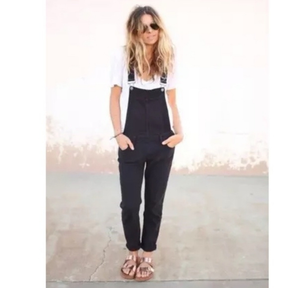 Maje Pila Stretch Denim Overalls Black